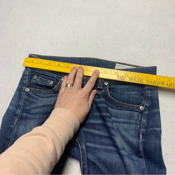 Rag & Bone Crop Jean in Santiago Distressed Raw Hem Ankle Dark Wash - Picture 4 of 10